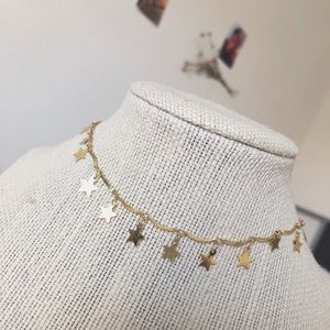 Dangly star choker necklace gold